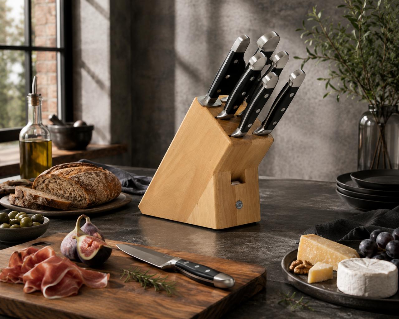 Güde Alpha Series 8-Piece Knife Block Set, includes a 3.5-inch paring and 5-inch utility knife