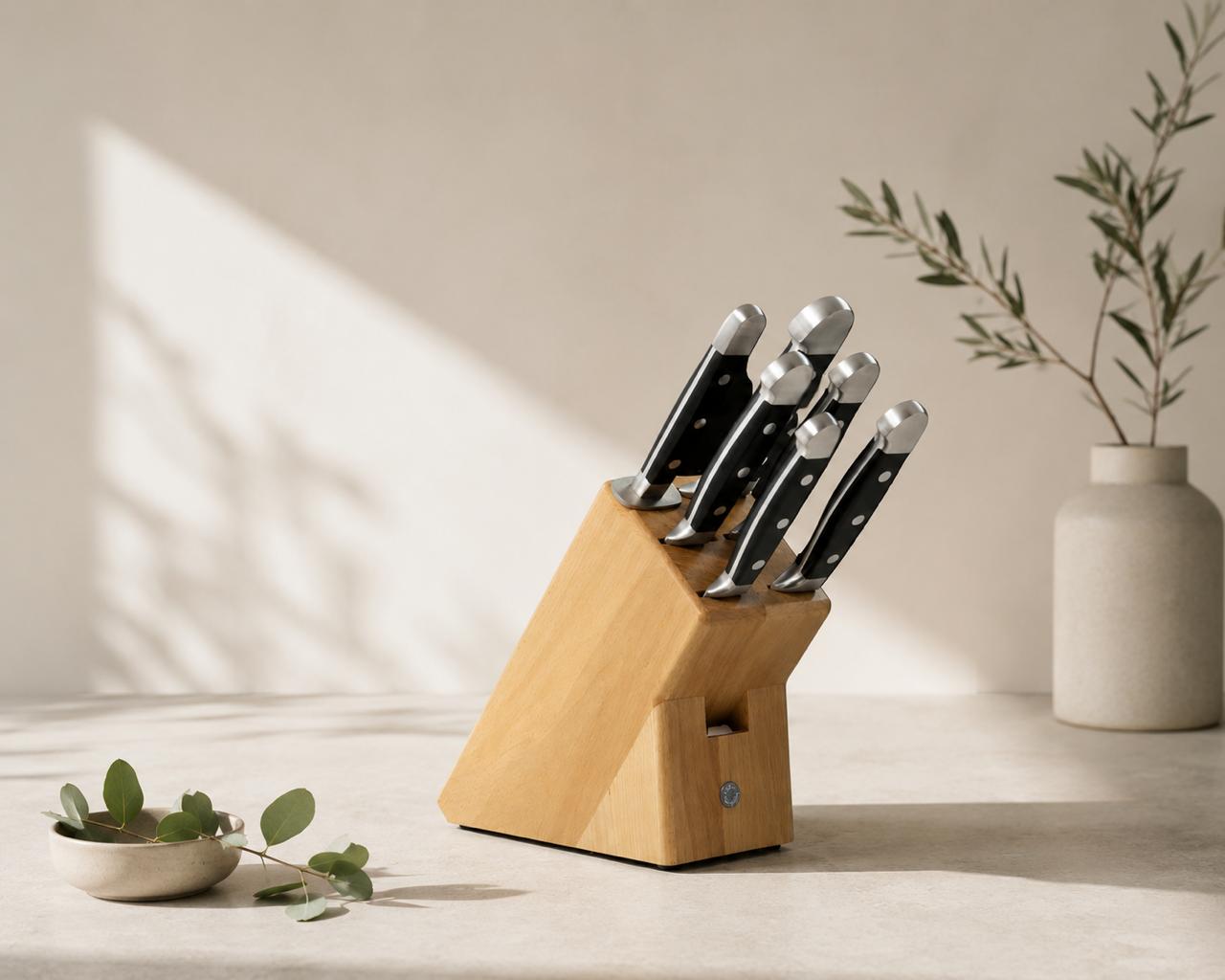 Güde Alpha Series 8-Piece Knife Block Set, includes a 6-inch boning knife and kitchen shears