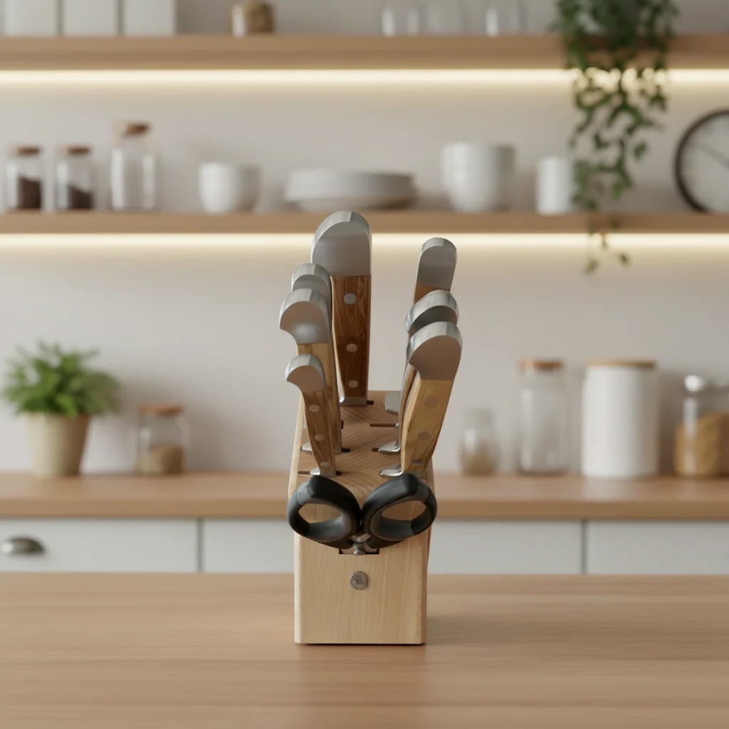 Güde Alpha Olive Series 10-Piece Knife Block Set, includes an 8-inch chef's knife and slicer
