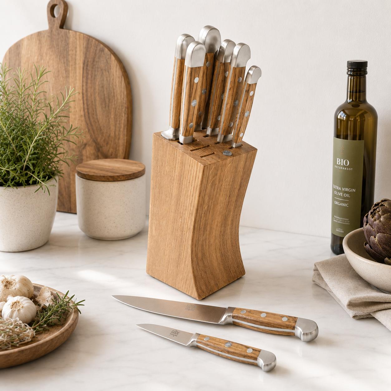 Gude Alpha Pear Series 8-Piece Knife Block Set, Luxury Pear Wood Handle – Gude Shop USA