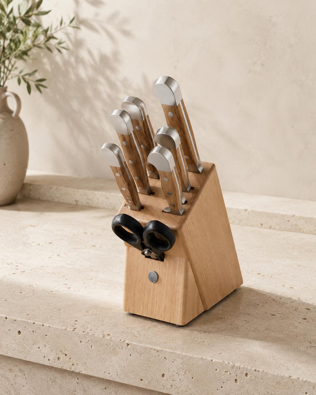 Güde Alpha Olive Series 10-Piece Knife Block Set, handcrafted in Solingen, Germany by traditional methods