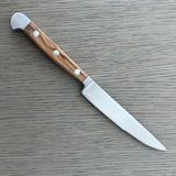 Gude Alpha Olive Series Forged Double Bolster Serrated Steak Knife 4-1/2-in, Olivewood Handle – Gude Shop USA