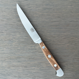 Gude Alpha Olive Series Forged Double Bolster Porterhouse Serrated Steak Knife 4-1/2-in, Olivewood Handle – Gude Shop USA