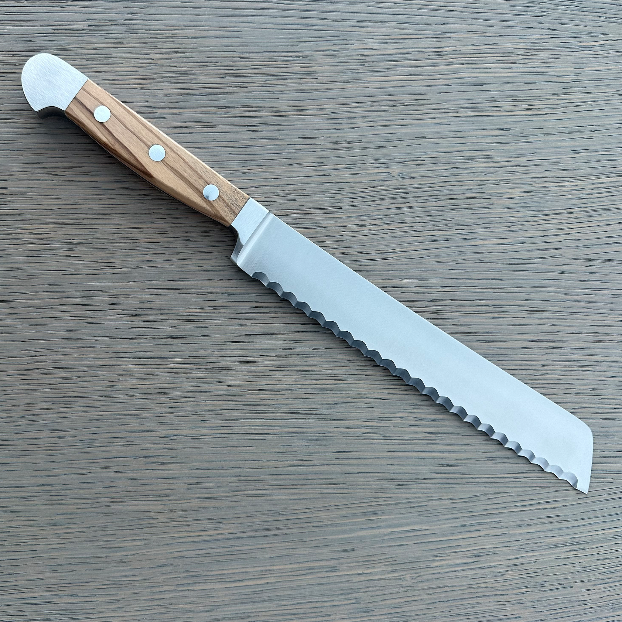 Gude Alpha Olive Series Forged Double Bolster Serrated Bread Knife 8-in, Olivewood Handle – Gude Shop USA