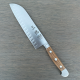Gude Alpha Olive Series Forged Double Bolster Hollow Edge Santoku Knife 7-in, Olivewood Handle – Gude Shop USA