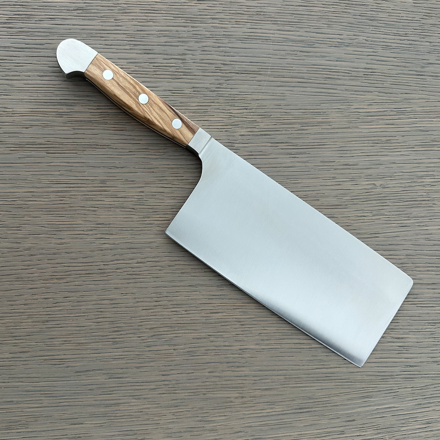 Gude Alpha Olive Series Forged Double Bolster Cleaver Knife 7-in / 14.1-oz,  Olivewood Handle
