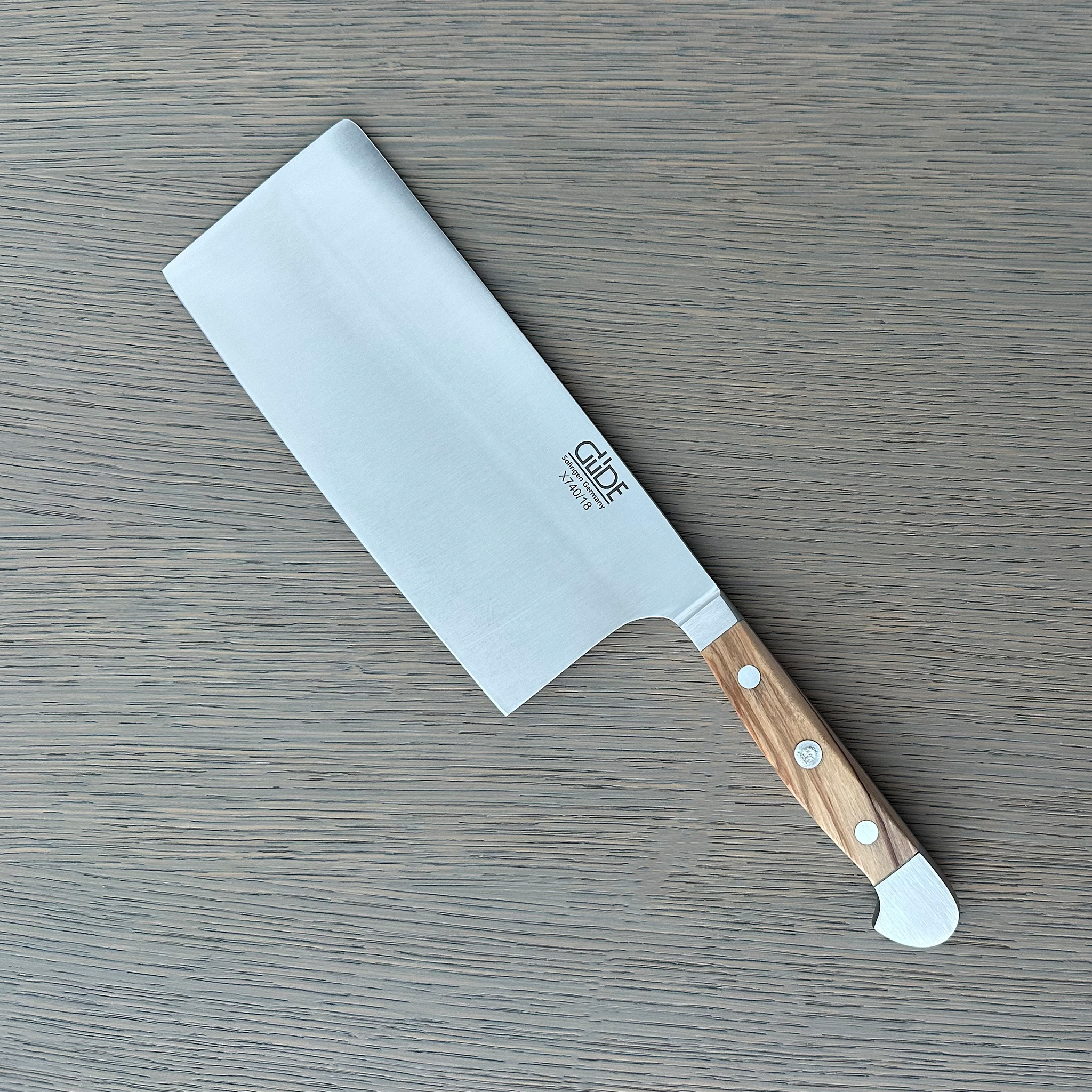 Gude Alpha Olive Series Forged Double Bolster Cleaver Knife 7-in / 14.1-oz,  Olivewood Handle – Gude Shop USA