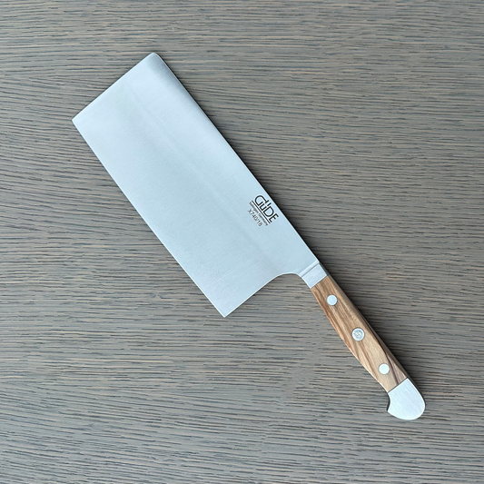 Gude Alpha Olive Series Forged Double Bolster Cleaver Knife 7-in / 14.1-oz,  Olivewood Handle