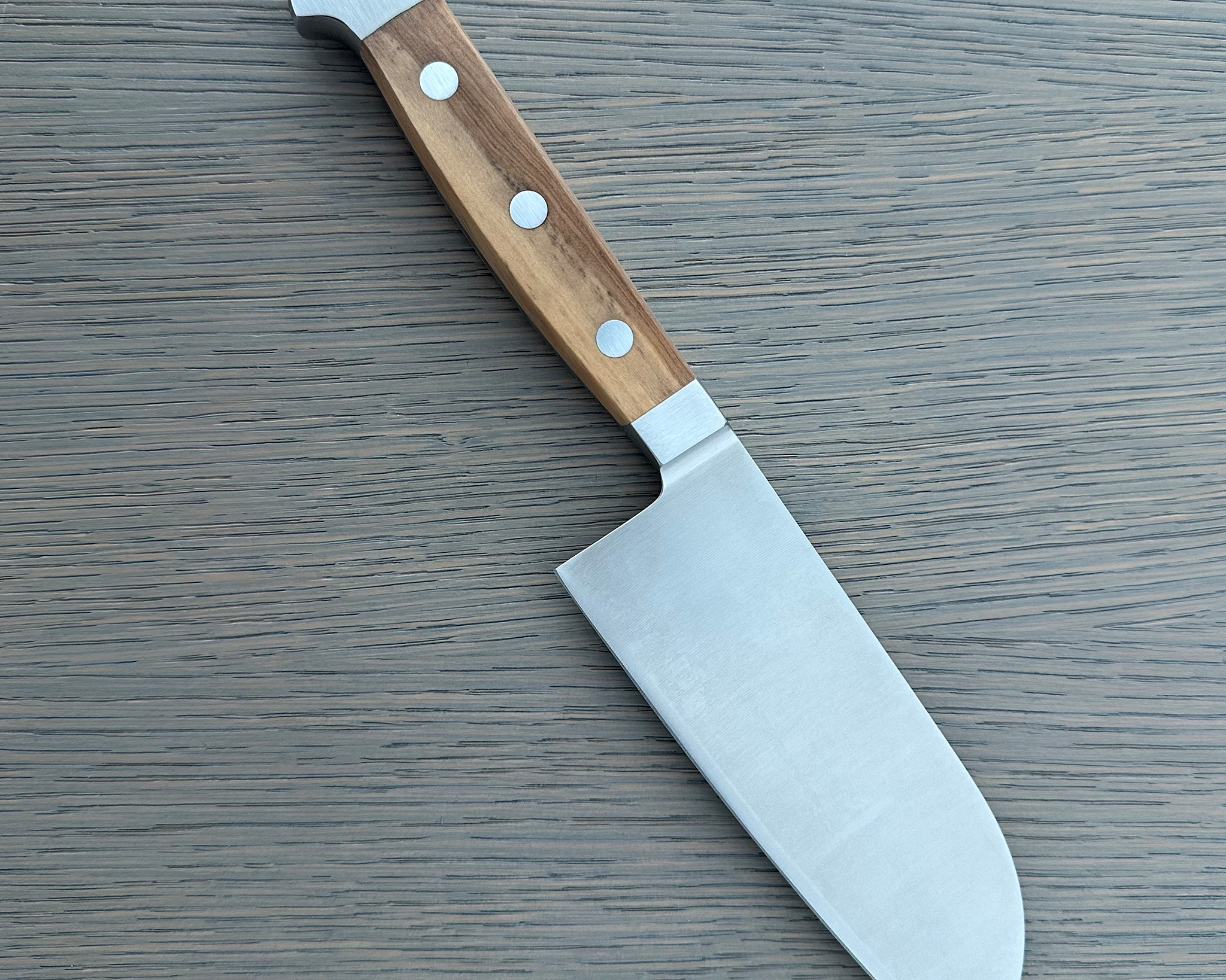 Gude Alpha Olive Series Forged Double Bolster Santoku Knife 5-in, Olivewood Handle – Gude Shop USA