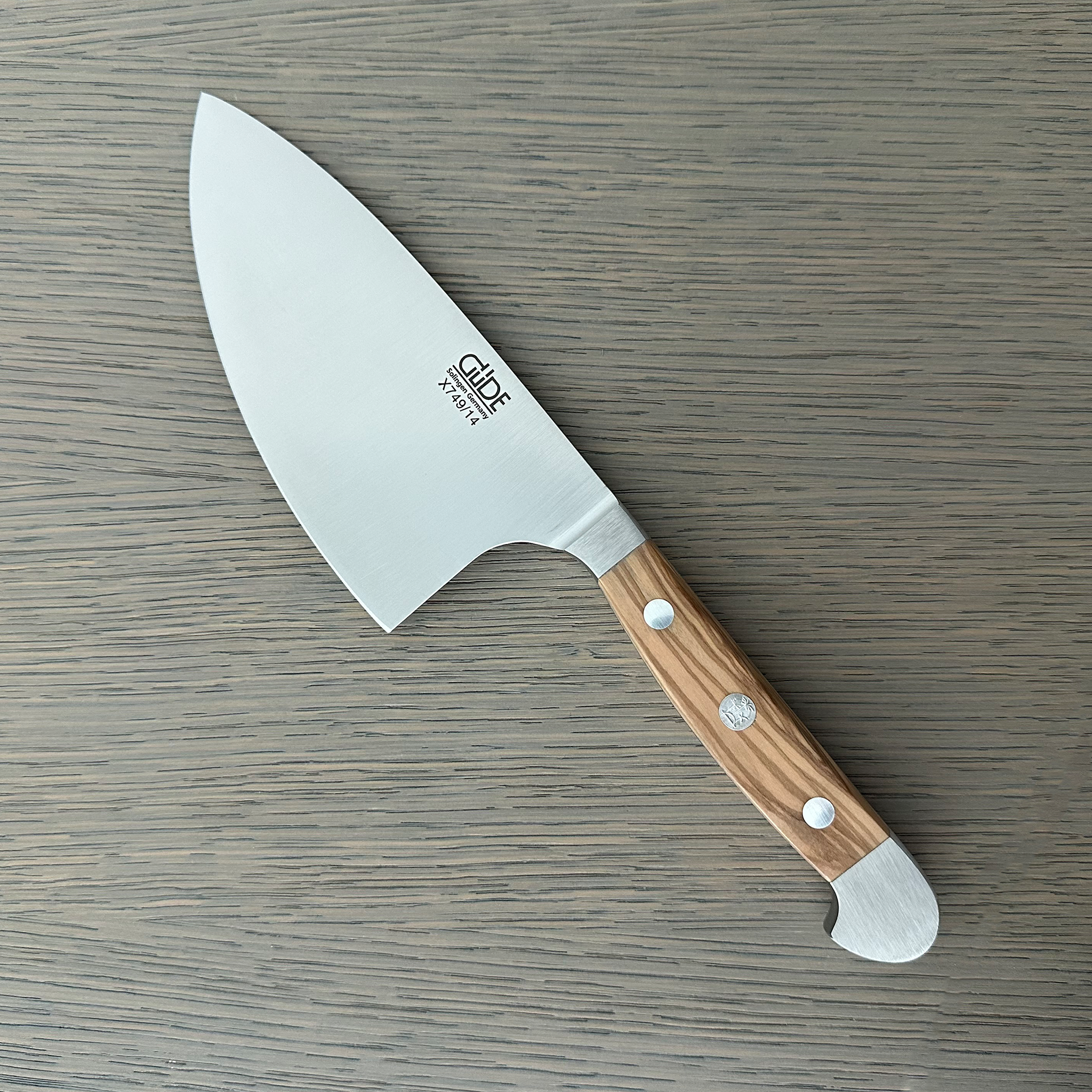 Gude Alpha Olive Series Forged Double Bolster Herb Knife 5-in, Olivewood Handle – Gude Shop USA