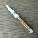 Güde Alpha Olive Straight Paring Knife 3-in, model X764/08, with hand-wash olive wood handle