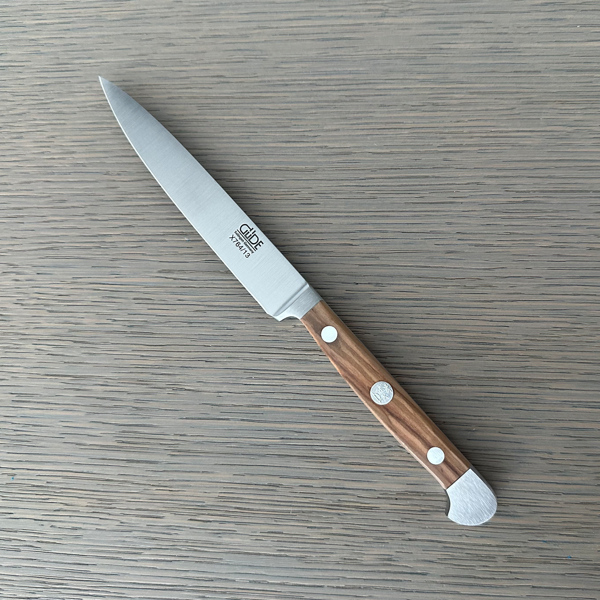 Güde Alpha Olive Series 5-inch Utility Knife, forged from a single bar of steel in Solingen