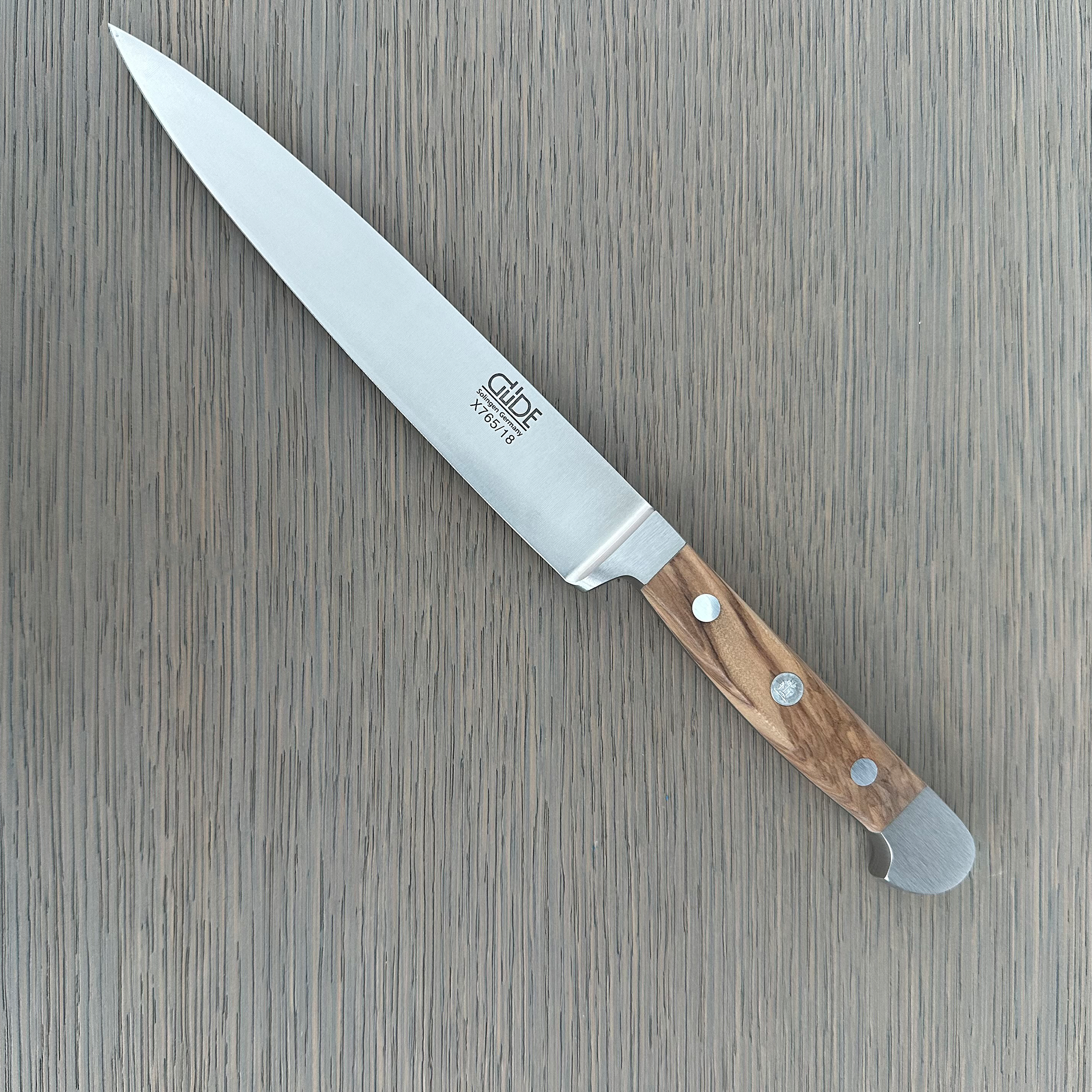 Gude Alpha Olive Series Forged Double Bolster Flexible Fillet Knife 7-in, Olivewood Handle – Gude Shop USA
