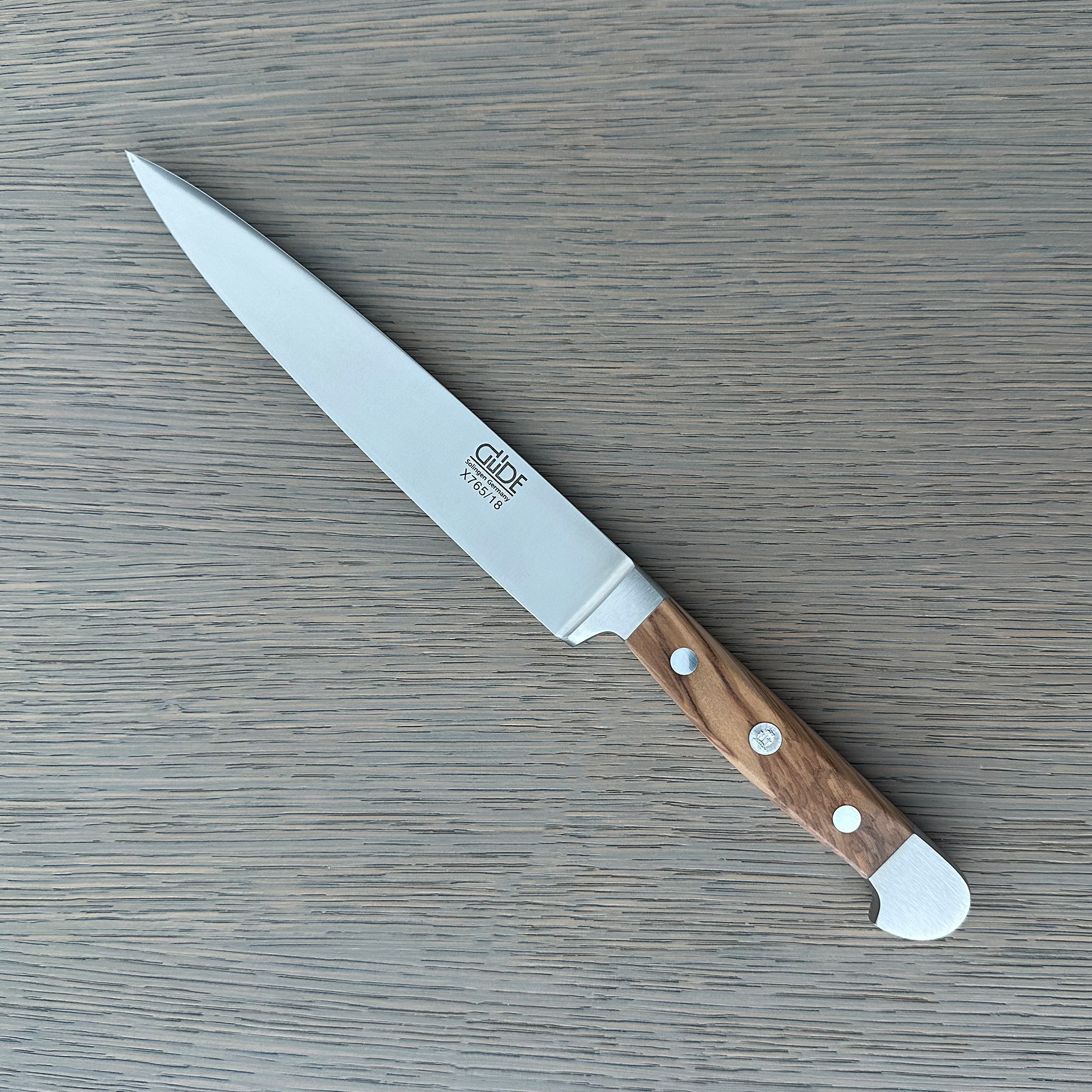 Gude Alpha Olive Series Forged Double Bolster Flexible Fillet Knife 7-in, Olivewood Handle – Gude Shop USA