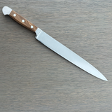 Güde Alpha Olive Series Slicing Knife 10-inch, forged from a single bar of steel for a harder, thicker blade