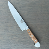 Gude Alpha Olive Series Forged Double Bolster Chef's Knife 8-in, Olivewood Handle – Gude Shop USA