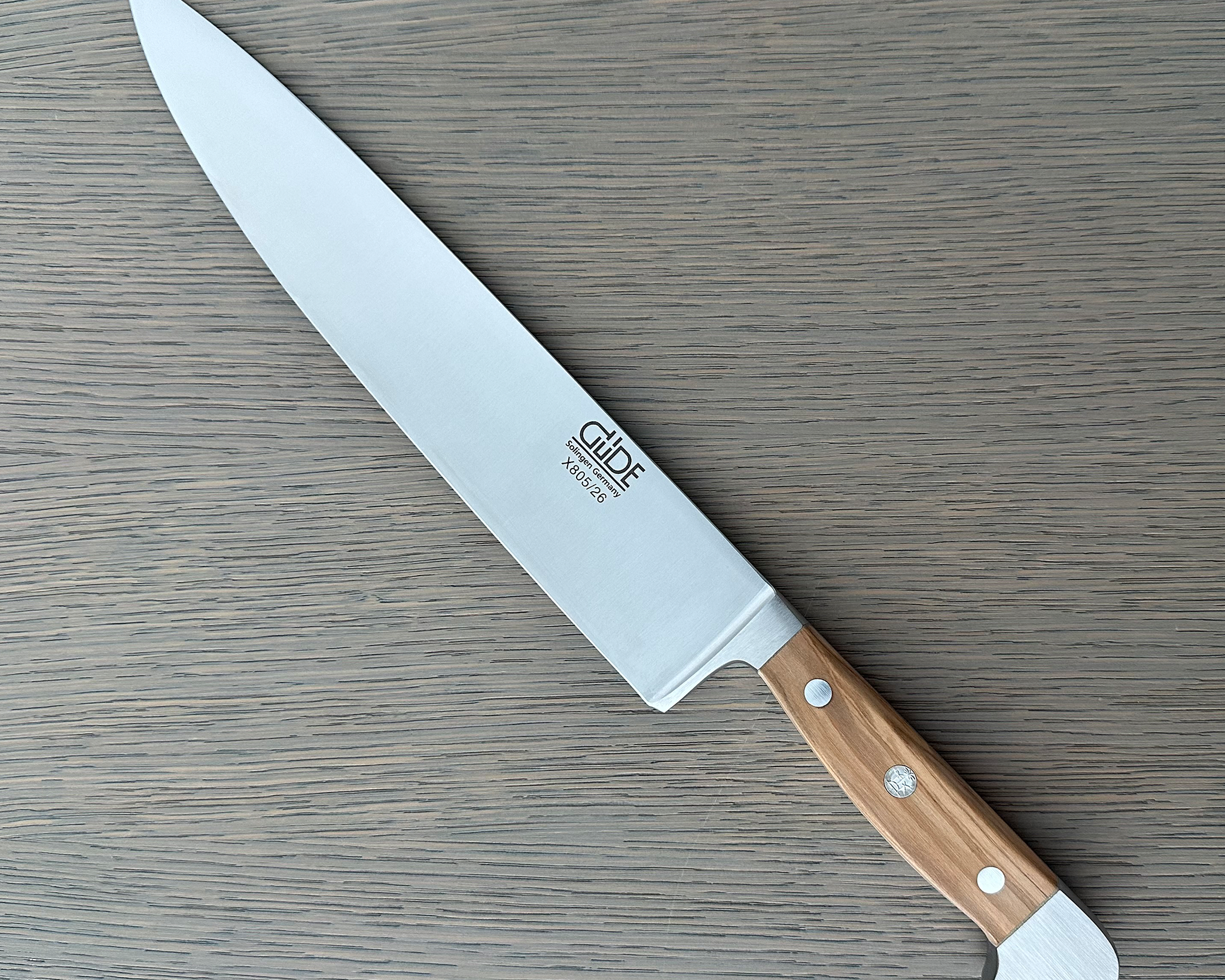 Gude Alpha Olive Series Forged Double Bolster Chef Knife 10-in, Olivewood Handle – Gude Shop USA