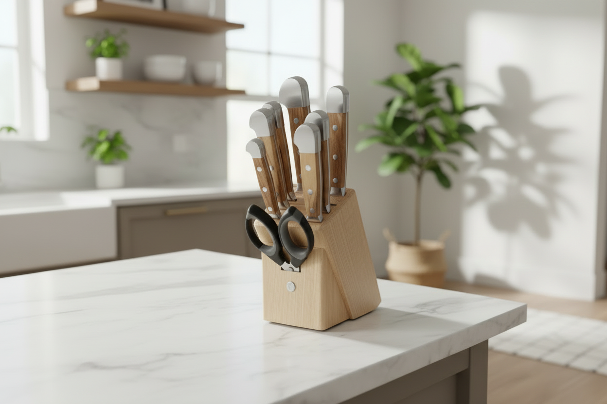 Güde Alpha Olive Series 10-Piece Set, includes a 3.5-inch paring and 5-inch utility knife